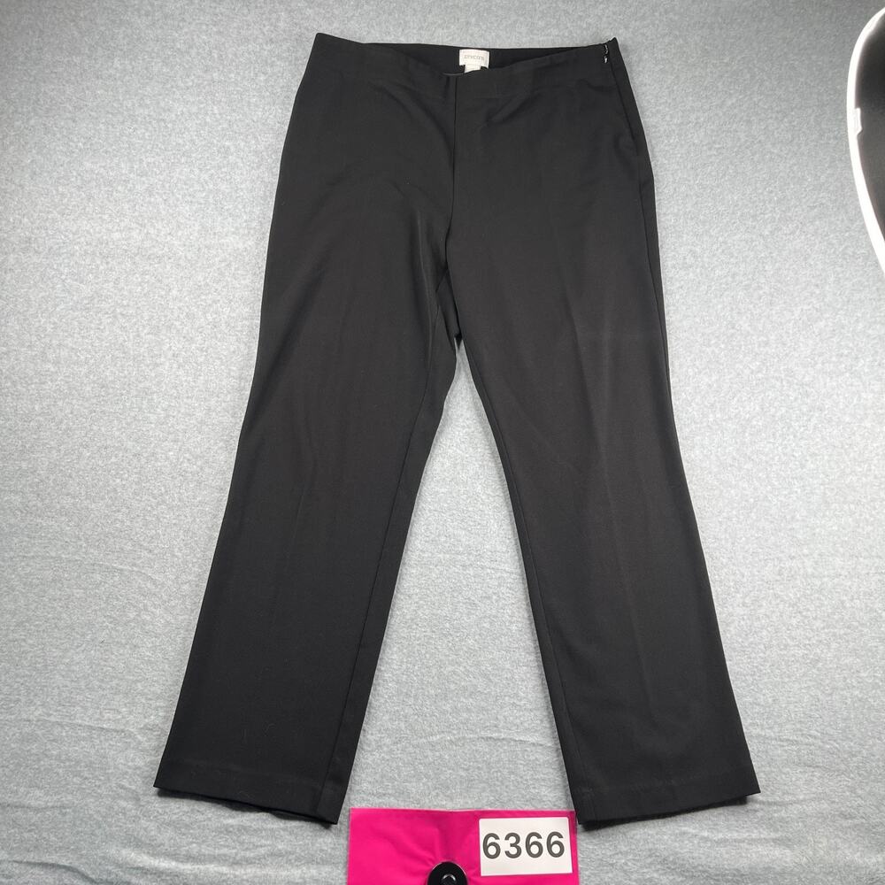 Chicos Womens Pants Size Chicos 2 US 12 Casual Black Stretch Side Zip Office